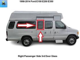 F8uz1525722ab Ford 98 To 14 E150 E250 E350 Rear Right 4-hole 3rd Door Glass