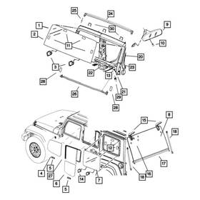 55397216aa Jeep Oe For Wrangler Jk 2018 Lower Side Panel Glass Spacer