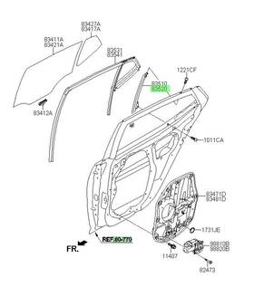 83520-2t010 Kia Optima 2010-2015 Channel Assy Rear Door Division Rh 83520 2t010