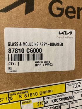 87810c6000 Kia 87810c5200 Genuine Left Rear Quarter Window Glass Sorento 2016-2020 87810c6000 Kia 87810c5200 Genuine Left Rear Quarter Window Glass Sorento 2016-2020