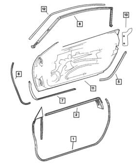 05174507aa Mopar Genuine Door Glass Weatherstrip Left 5174507aa
