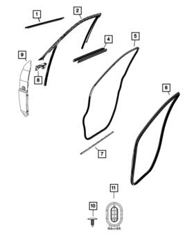 68488771ag Mopar Genuine Front Door Glass Run Left