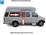 F8UZ-1525722-AB 98 To 14 Ford E250 E350 Rear Right Fixed 3RD Door Glass Window. Fixed Price $149.00.