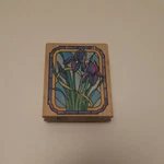 Rubber Stampede Stained Glass Window Iris Flowers Wood Mounted Crafts. Fixed Price $5.00.