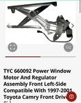 Power Window Motor And Regulator Assembly Tyc 660092 Fits 97-01 Toyota Camry. Fixed Price $29.99.