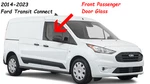 Fits 2014-2023 Ford Transit Connect Front Passenger Right Side Door Window Glass. Fixed Price $75.00.