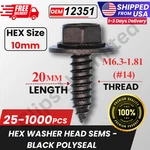12351 Hex Washer Head Sems Screw M6.3 20MM Black Poly Gm 11505022 25-1000PCS. Fixed Price $119.99.