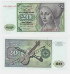 T145862 Banknote 20 Dm Deutsche Mark Ro. 271B 2. Jan. 1970 Ge 8390570. Fixed Price $40.70.