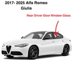 Fits 2017 - 2025 Alfa Romeo Giulia Rear Driver Left Side Door Glass Window. Fixed Price $149.99.