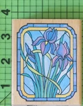 Stained Glass Window Iris Flowers Wood Mounted Rubber By Stampede. Fixed Price $7.95.