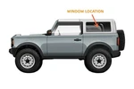 Fits 2021-2025 Ford Bronco Door Driver Left Side Rear Quarter Window Glass. Fixed Price $250.00.