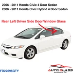 Fits 06-11 Honda Civic 4 Door Sedan Driver Side Left Rear Window Glass. Fixed Price $69.99.