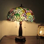 Tiffany-style 2-LIGHT Stained Glass Wisteria Table Lamp With 16" Shade. Fixed Price $279.00.