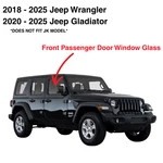 Fit 18-25 Jeep Wrangler 20-25 Gladiator Passenger Right Front Door Window Glass. Fixed Price $134.99.
